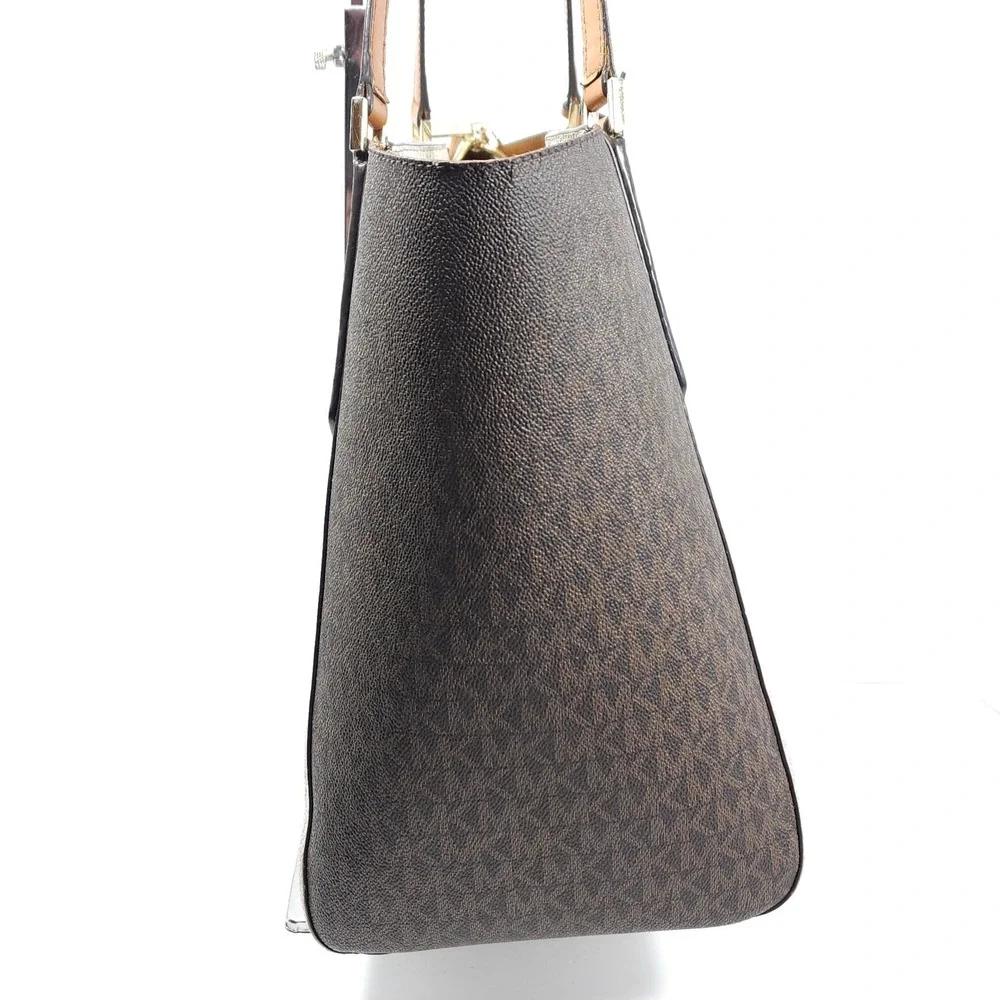 Michael‎ Kors Women Shoulder Tote Bag Purse Handbag Brown Cream Design MK